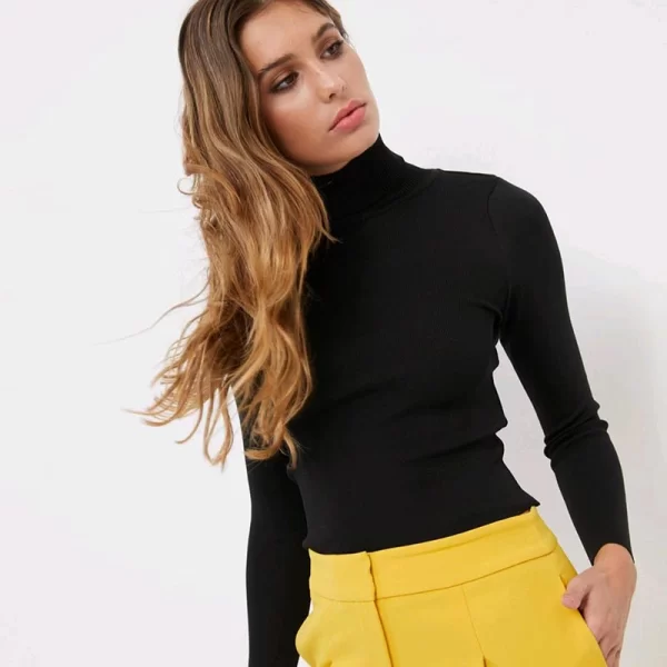 SOU Reele γυναικεία μπλούζα ριμπ μακρυμάνικη μαύρο