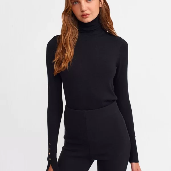 SOU CRISTI Γυναικειο πλεκτο ζιβαγκο με χρυσα διακοσμητικα κουμπια μαύρο