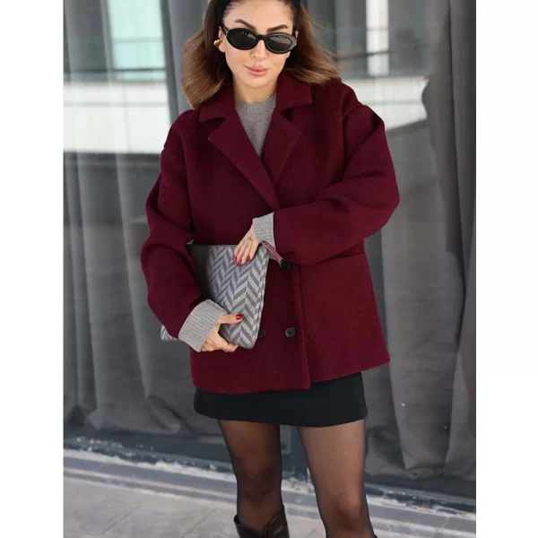 SOU RICHY γυναικείο κοντό παλτό/τζάκετ με κουμπιά και τσέπες