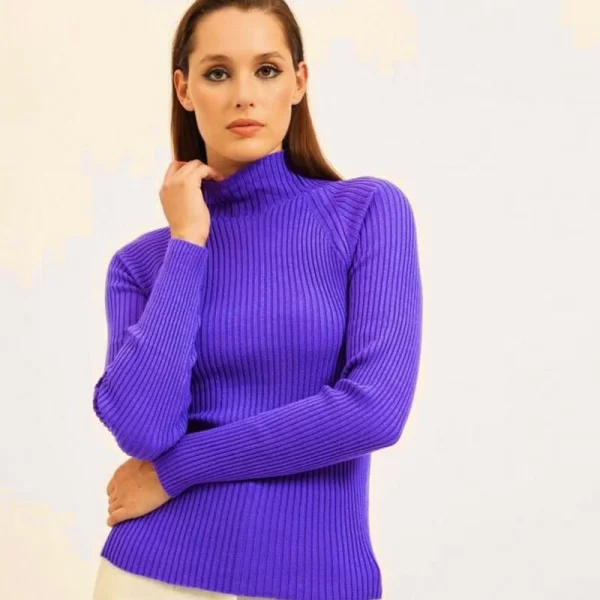 Rosaceae ριμπ γυναικεία μπλούζα μοβ