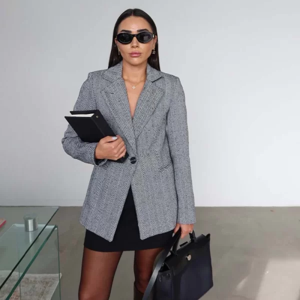 MERYN γυναικείο μπλέιζερ ψαροκόκκαλο