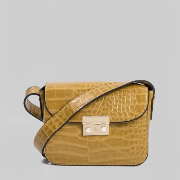 SOU Γυναικεία κροκό τσάντα σε κίτρινο