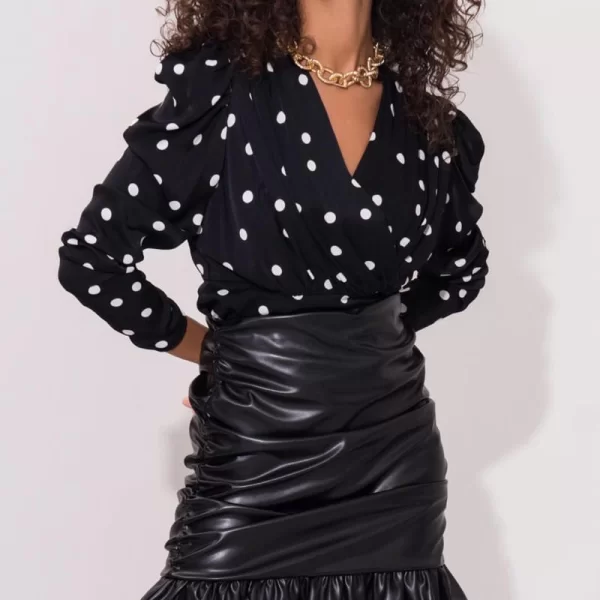 Ayree δερματίνη μίνι γυναικεία φούστα με σούρες