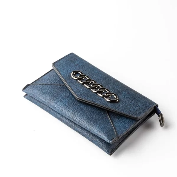 Γυναικείο πορτοφόλι με μεταλλικό σχέδιο μπλε