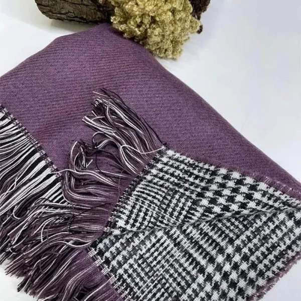 SOU Γυναικείο κασκόλ διπλής όψης- μωβ