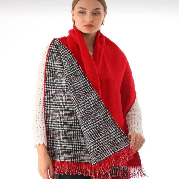 Γυναικείο κασκόλ διπλής όψης- κόκκινο