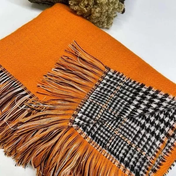 Γυναικείο κασκόλ διπλής όψης- πορτοκαλί