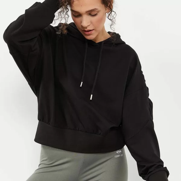 SOU Doree γυναικείο φούτερ με σούρες μαύρο