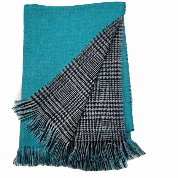 SOU Γυναικείο κασκόλ διπλής όψης μπλε απαλό