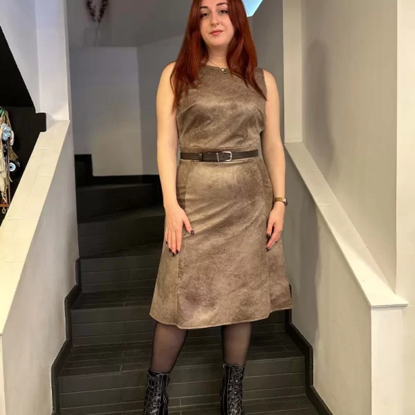 Zayza γυναικείο φόρεμα από δερματίνη