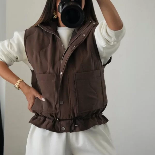 SOU ALEXIE γυναίκειο καπιτονέ αμάνικο μπουφάν (ΚΑΦΕ)