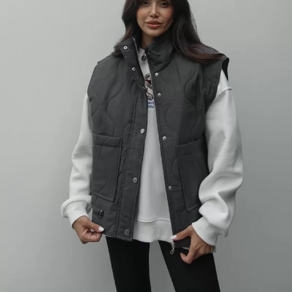 ALEXIE γυναίκειο καπιτονέ αμάνικο μπουφάν ΓΚΡΙ