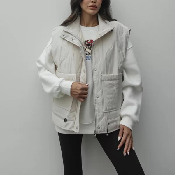 ALEXIE γυναίκειο καπιτονέ αμάνικο μπουφάν εκρου