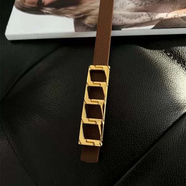 Vicky γυναίκεια λεπτή ζώνη σκούρο καφέ