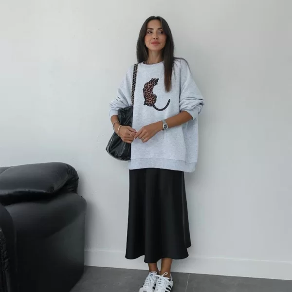 SOU Myla γυναικεία μιντι σατεν φούστα μαυρη