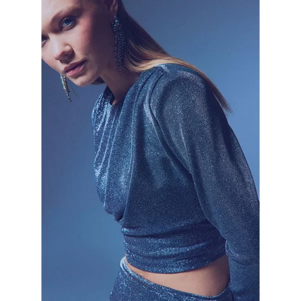 Vicollo γυναίκεια μπλούζα μακρύ μανική με γλιτερ γκρι