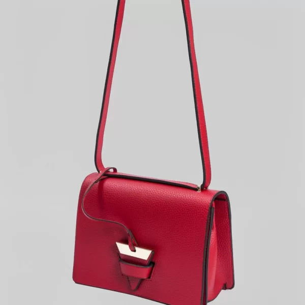 SOU Γυναικεία τσάντα χιαστι με λεπτομέρειες σε κόκκινο