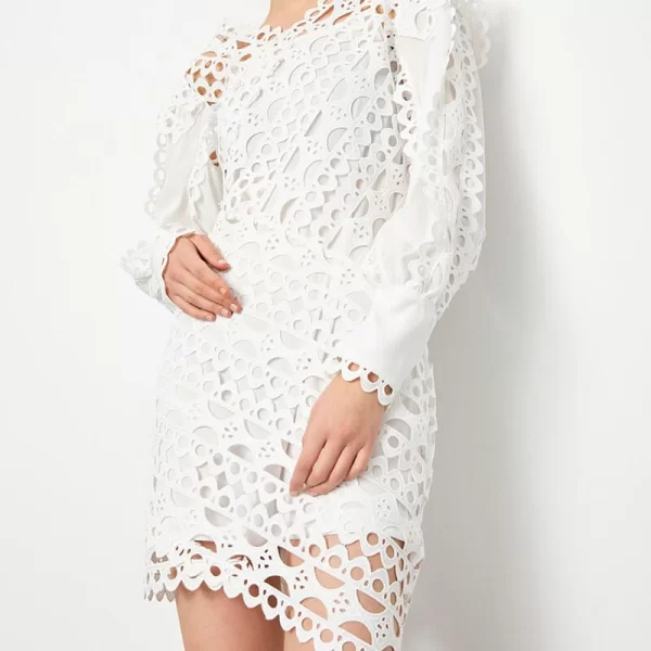 Γυναικείο φόρεμα με δαντέλα λευκό