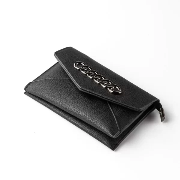 SOU Γυναικείο πορτοφόλι μαύρο με μεταλλικό σχέδιο