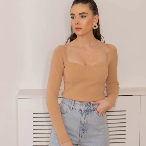 SOU Γυναικεία πλεκτή μπλούζα Amanda μακρυμάνικο