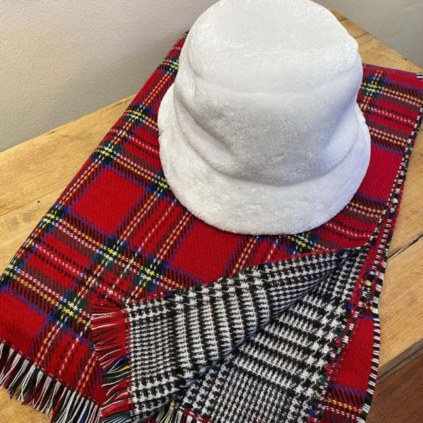 Γυναικείο κασκόλ διπλής όψης καρό κόκκινο