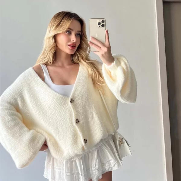 SOU ASIA γυναικεία πλεκτή ζακέτα εκρού