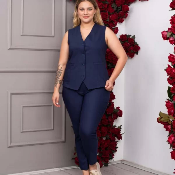 TOLL γυναικείο παντελόνι σκουροο μπλε big size