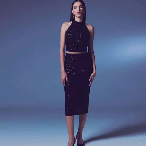 SOU NELLY γυναίκεια midi φούστα μαύρο