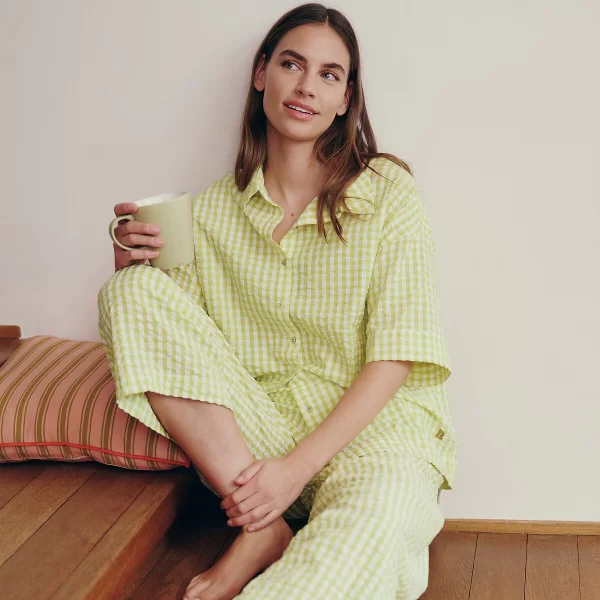 Πιτζάμα seersucker με υφαντό καρό Vichy