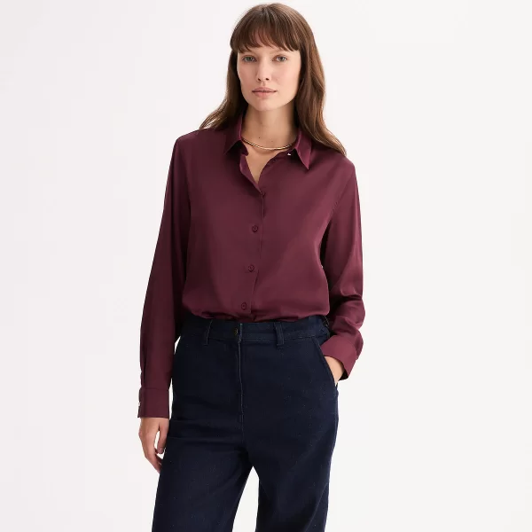 Σατέν πουκάμισο με μακριά μανίκια