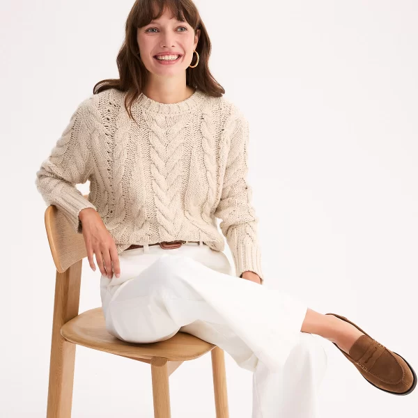 Πουλόβερ με χοντρή πλέξη και πλεξούδες