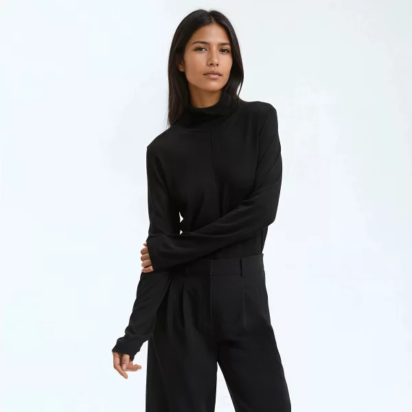 Πουλόβερ με λαιμόκοψη ζιβάγκο σε λεπτή πλέξη