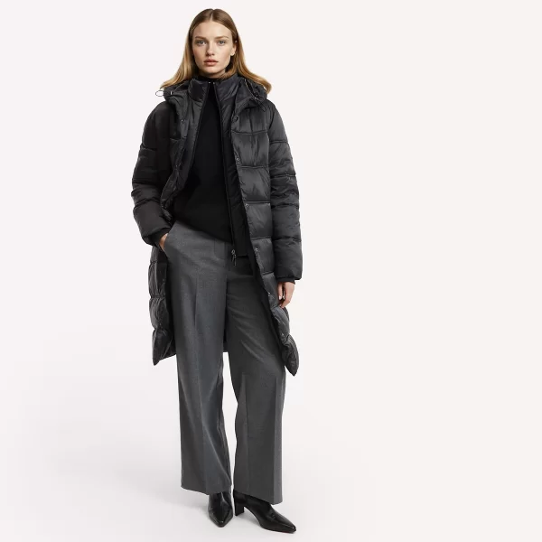 Anne Weyburn Μακρύ μπουφάν με κουκούλα και φερμουάρ