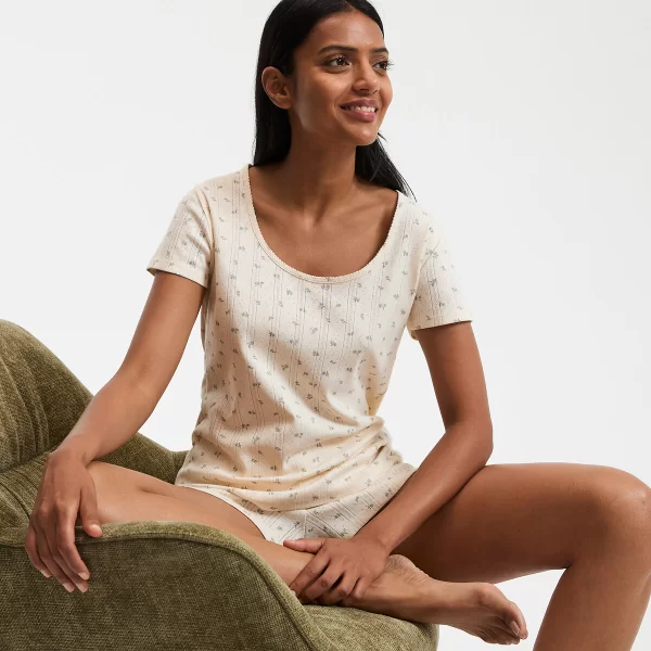 Πιζάμα με σορτς από πλεκτό pointelle