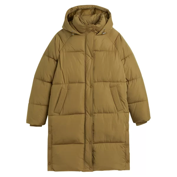 Μακρύ καπιτονέ μπουφάν με κουκούλα