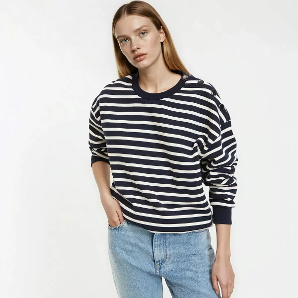 Φούτερ με ρίγες και στρογγυλή λαιμόκοψη