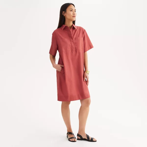 Ίσιo φόρεμα με κοντά μανίκια