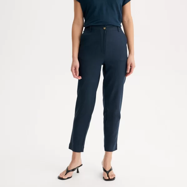 Παντελόνι cigarette 7 8 από λινό και βισκόζη