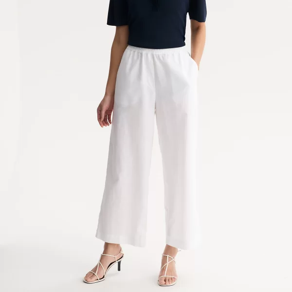 Παντελόνι φαρδύ 7|8 από λινό και βαμβάκι με ελαστική μέση