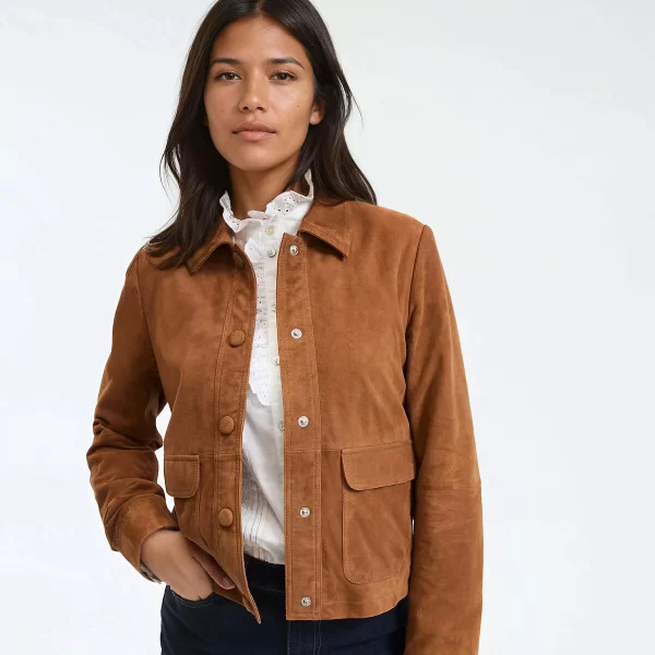 La Redoute Collections Κοντό δερμάτινο σουέτ jacket Signature Abelle