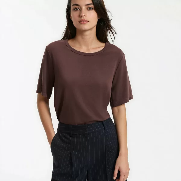 Κοντομάνικη μπλούζα με στρογγυλή λαιμόκοψη