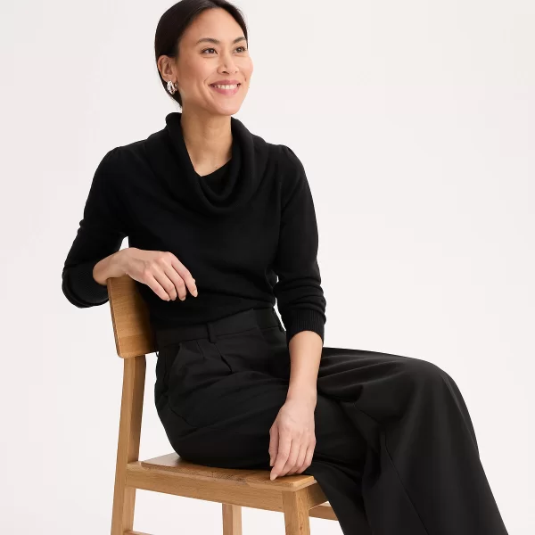 Πλεκτό με γυριστό γιακά και μακριά μανίκια