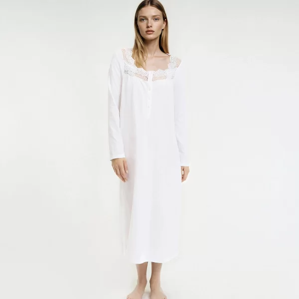 Βαμβακερό νυχτικό από βαμβάκι και δαντέλα