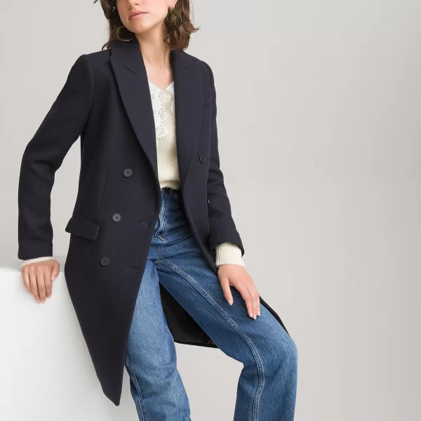 La Redoute Collections Μάλλινο ημίπαλτο με μελανζέ όψη