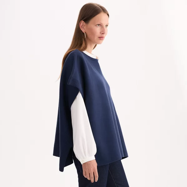 Λεπτό πόντσο με στρογγυλή λαιμόκοψη