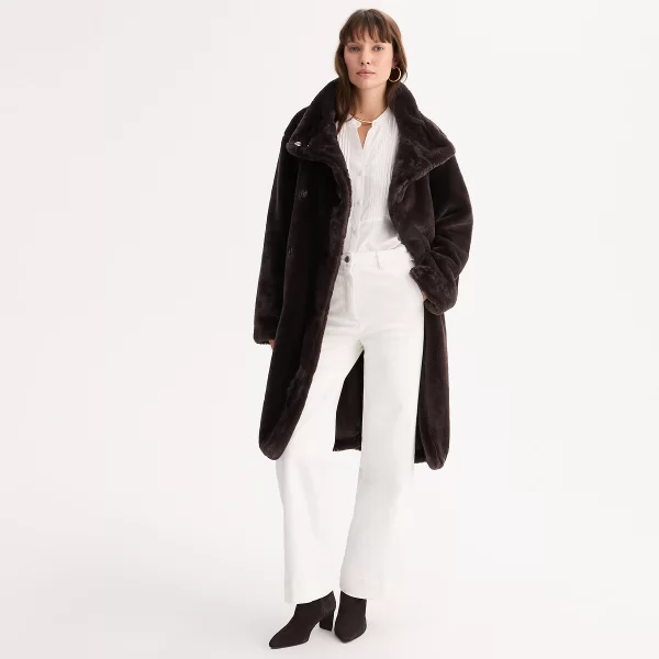 Anne Weyburn Μακρύ γούνινο παλτό με κουμπιά