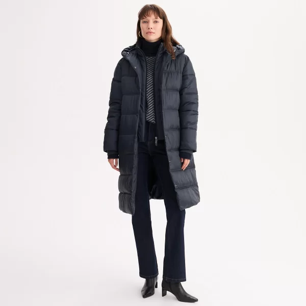 Μακρύ μπουφάν με κουκούλα και φερμουάρ