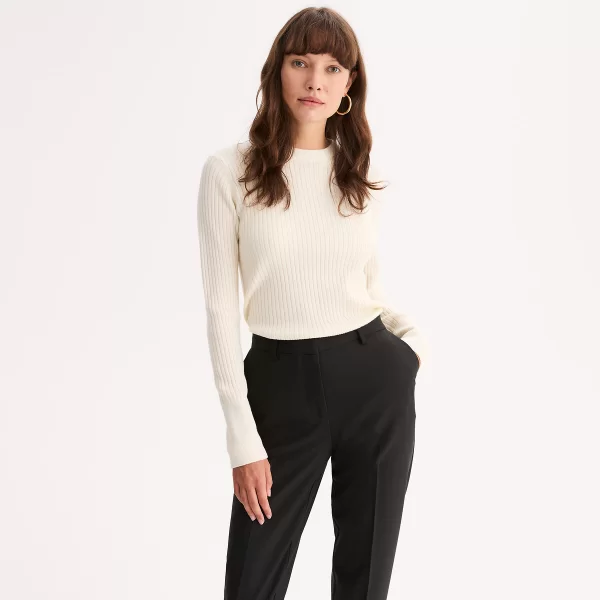 Anne Weyburn Πουλόβερ με στρογγυλή λαιμόκοψη από λεπτή ριμπ πλέξη