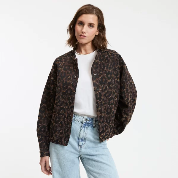La Redoute Collections Bomber jacket oversizes με λεοπάρ ζακάρ ύφασμα