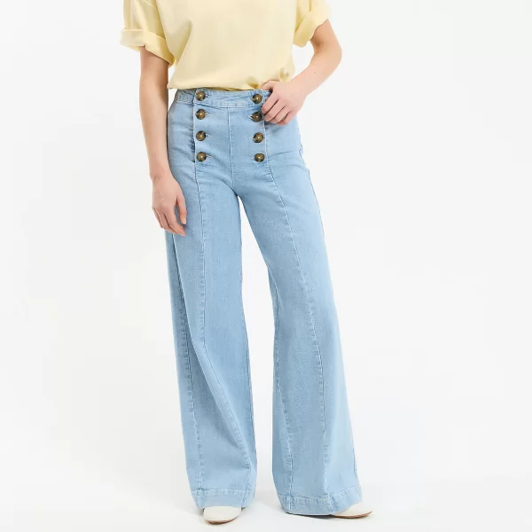 Φαρδύ ψηλόμεσο παντελόνι με δύο σειρές κουμπιά